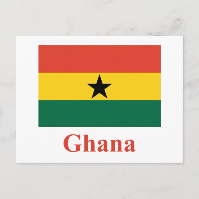 Postal Bandera de Ghana con nombre (Anverso)