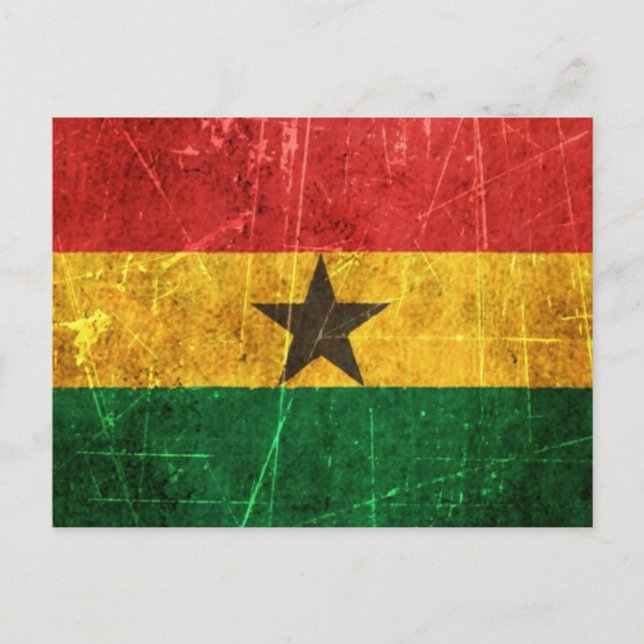 Postal Bandera de Ghana hecha añicos y rota (Anverso)