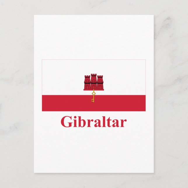 Postal Bandera de Gibraltar con nombre (Anverso)