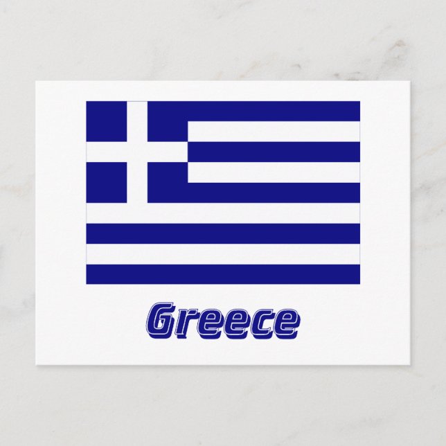 Postal Bandera de Grecia con nombre (Anverso)