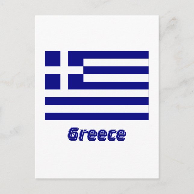 Postal Bandera de Grecia con nombre (Anverso)