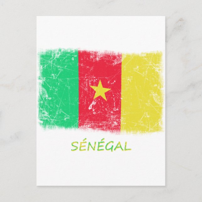 Postal Bandera de Grunge Senegal (Anverso)