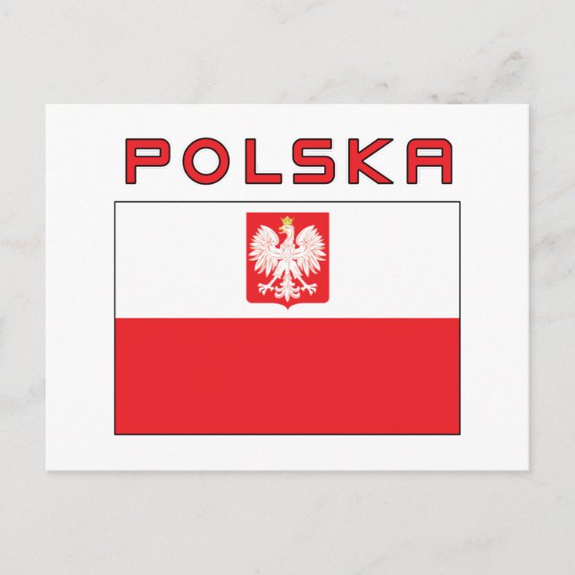 Postal Bandera De Halcón Polaca Con Polska (Anverso)