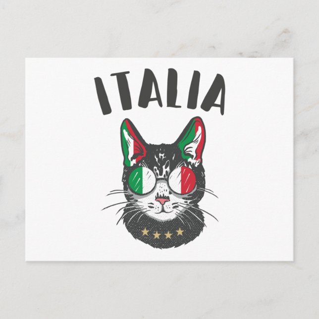 Postal Bandera de hincha italiana de mascota de gato de f (Anverso)