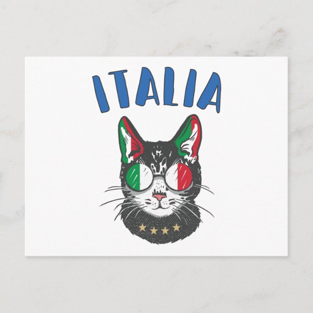 Postal Bandera de hincha italiana de mascota de gato de f (Anverso)