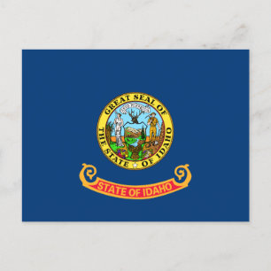 Postal Bandera de Idaho: el estado de Gem, América Montañ