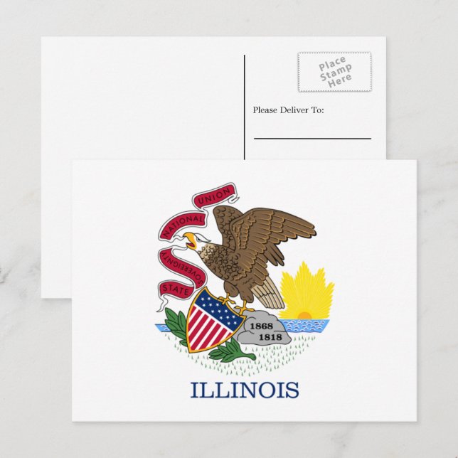 Postal Bandera de Illinois, Bandera de Illinois (Anverso / Reverso)
