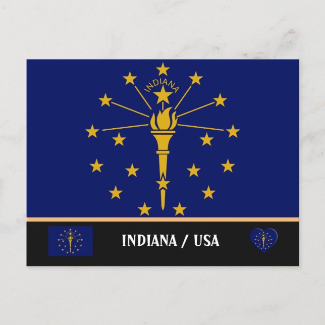 Postal Bandera de Indiana y estado de Indiana EE. UU./Amé (Anverso)