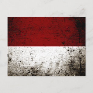 Postal Bandera de Indonesia negra grunge