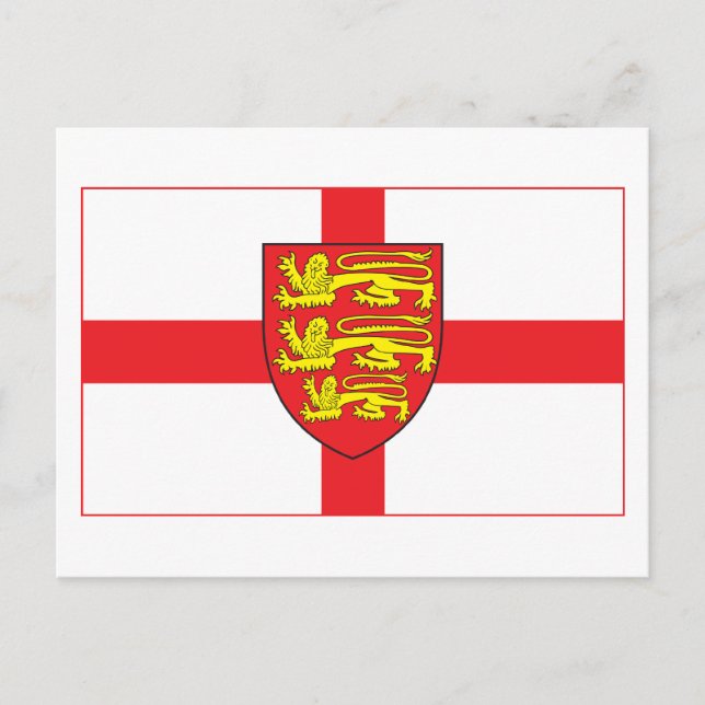 Postal Bandera de Inglaterra con escudo de armas Postcard (Anverso)