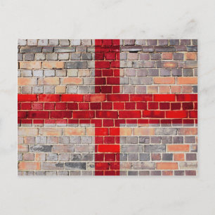 Postal Bandera de Inglaterra en una pared de ladrillo