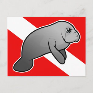 Postal Bandera de inmersión de Manatee