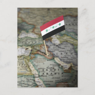 Postal Bandera de Iraq en el mapa