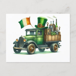 Postal Bandera de Irlanda de la acuarela del Día de San P