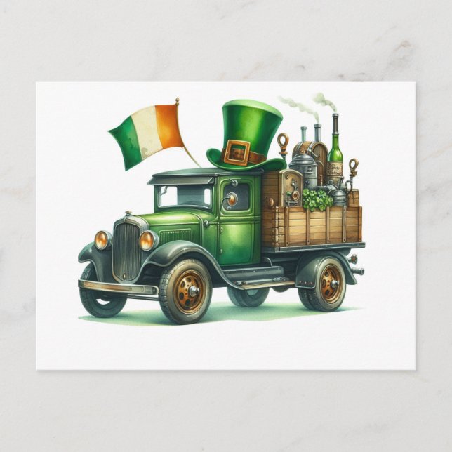 Postal Bandera de Irlanda de la acuarela del Día de San P (Anverso)
