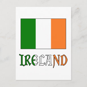 Postal Bandera de Irlanda & Palabra