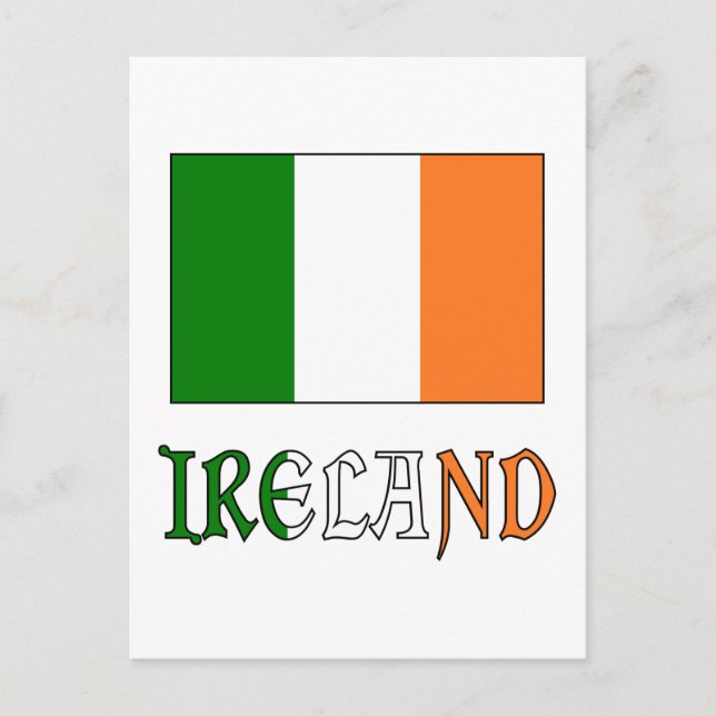 Postal Bandera de Irlanda y palabra (Anverso)