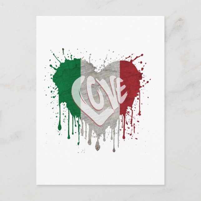 Postal Bandera de Italia Amor (Anverso)