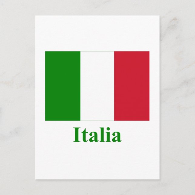 Postal Bandera de Italia con nombre en italiano (Anverso)