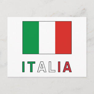 Postal Bandera de Italia & Palabra