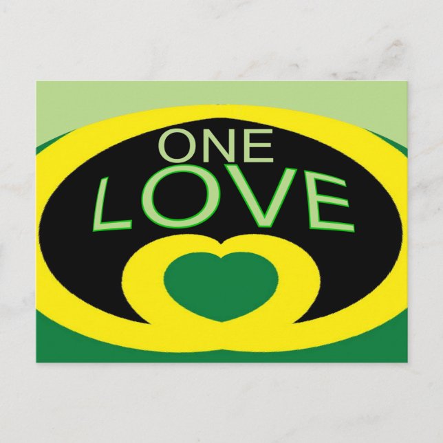 Postal Bandera de Jamaica: diseño de corazón de amor (Anverso)