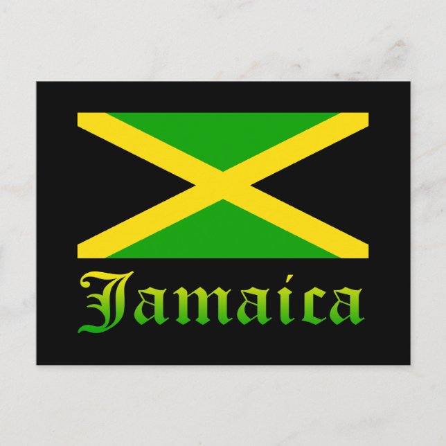 Postal Bandera de Jamaica, negra, verde y amarilla (Anverso)