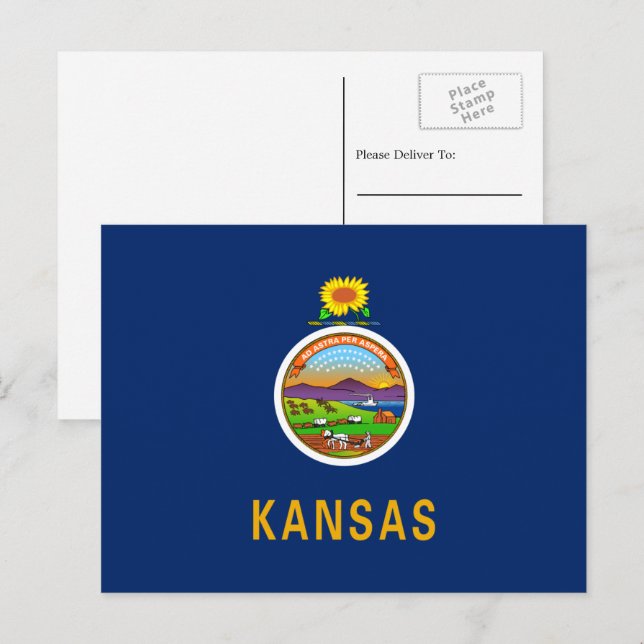 Postal Bandera de Kansan, Bandera de Kansas (Anverso / Reverso)