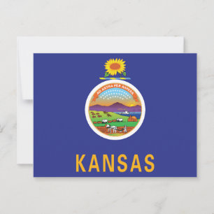 Postal Bandera de Kansas Girasol Sello & Ad Astra Recuerd