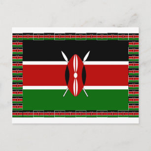 Postal Bandera de Kenia: Con bandera en miniatura y arte 