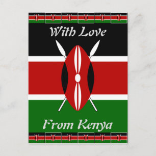 Postal Bandera de Kenia: Con bandera en miniatura y arte
