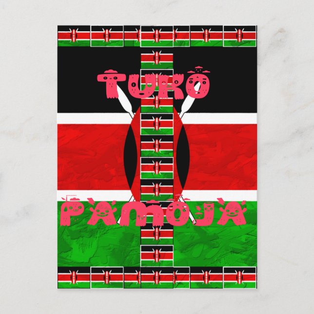 Postal Bandera de Kenia: Tuko Pamoja - Diseño de arte de  (Anverso)