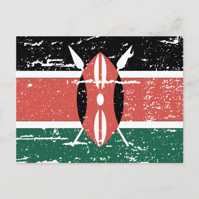 Postal Bandera de Kenia vintage (Anverso)