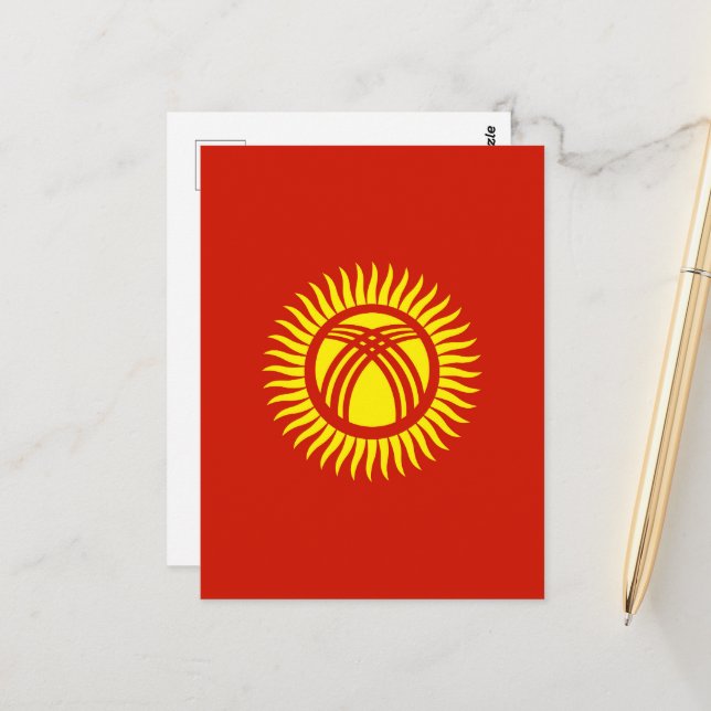 Postal Bandera de Kirguistán (Anverso/Reverso In Situ)