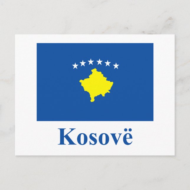 Postal Bandera de Kosovo con nombre en albanés (Anverso)