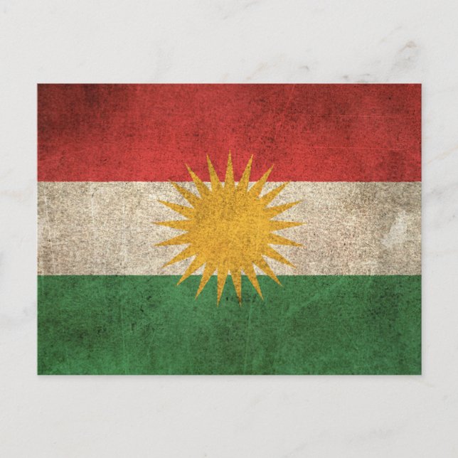 Postal Bandera de Kurdistán en mal estado (Anverso)
