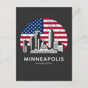 Postal Bandera de la ciudad de Minneapolis Minnesota