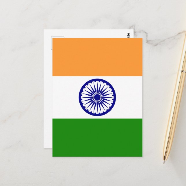 Postal Bandera de la India (Anverso/Reverso In Situ)