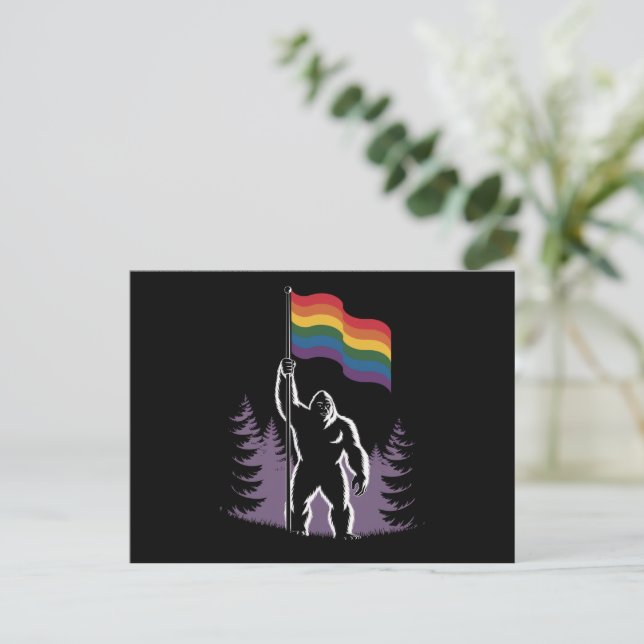 Postal Bandera de la nueva orgullo progresista LGBTQ Bigf (Anverso de pie)