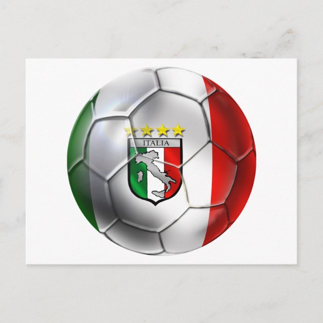 Postal Bandera de la pelota de fútbol Forza Azzurri Calci (Anverso)