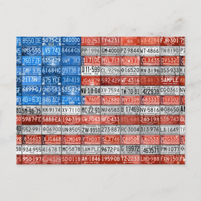 Postal Bandera de la placa de la licencia Michigan de la  (Anverso)