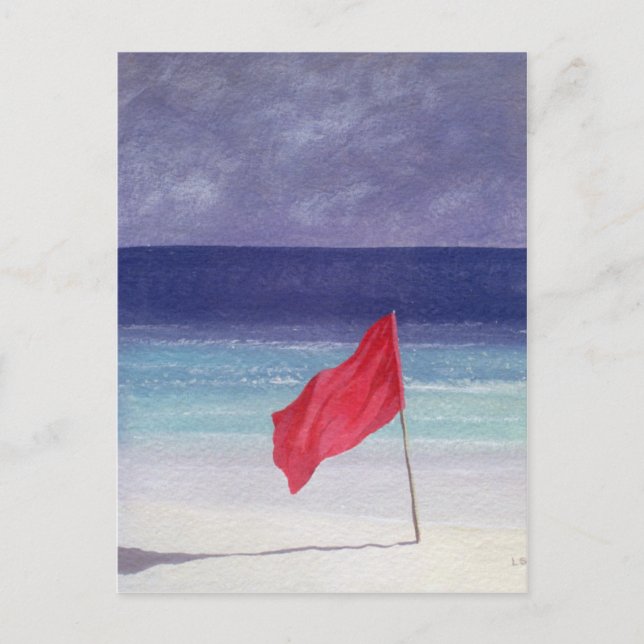 Postal Bandera de la playa - Aviso de tormenta 1985 (Anverso)