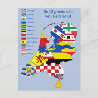Postal Bandera de la provincia en Map Holland