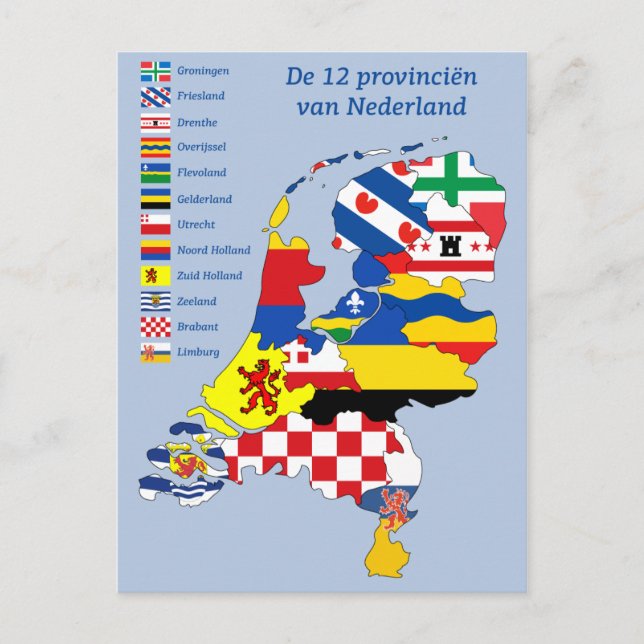Postal Bandera de la provincia en Map Holland (Anverso)