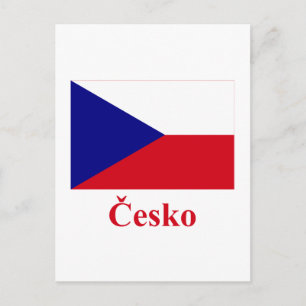 Postal Bandera de la República Checa con nombre en checo