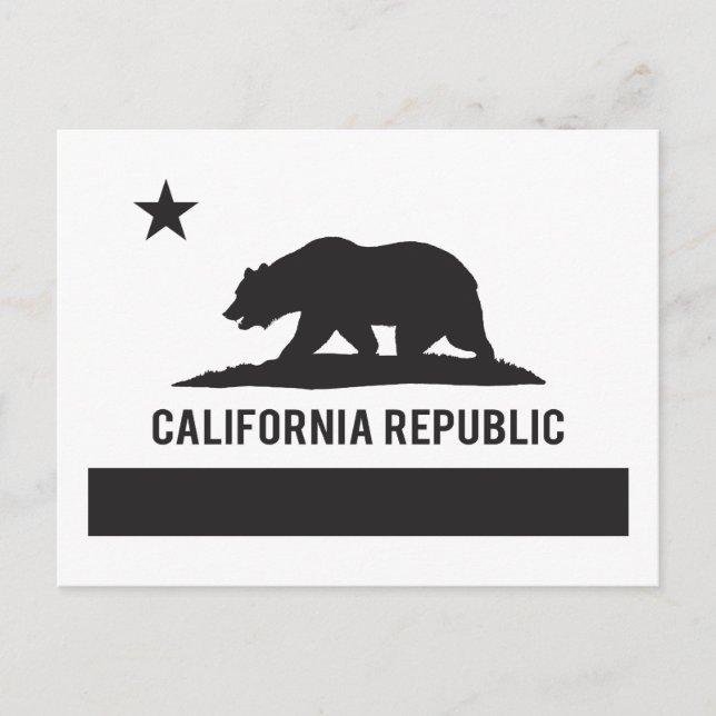 Postal Bandera de la República de California - Negro (Anverso)