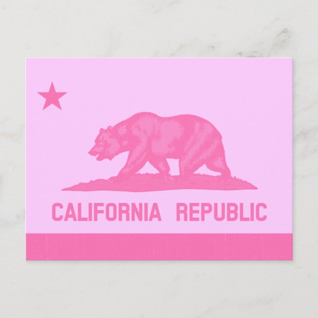 Postal Bandera de la República de California (rosa) (Anverso)