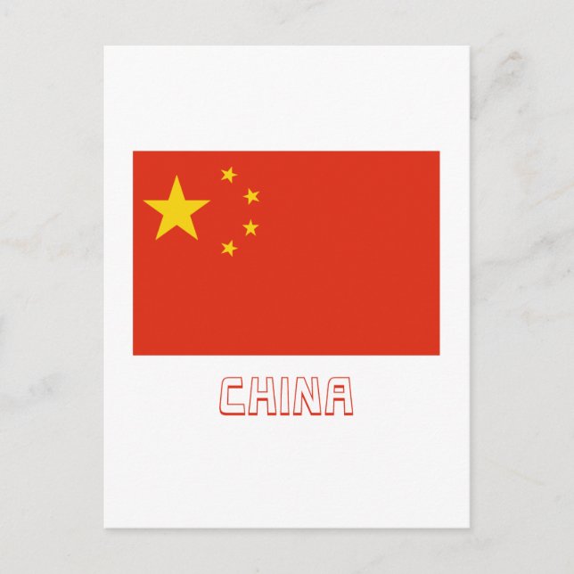 Postal Bandera de la República Popular de China con nombr (Anverso)