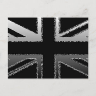 Postal Bandera de la Unión Gris negra y plateada