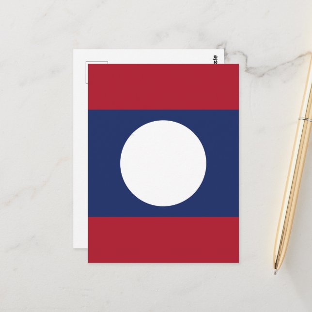 Postal Bandera de Laos (Anverso/Reverso In Situ)