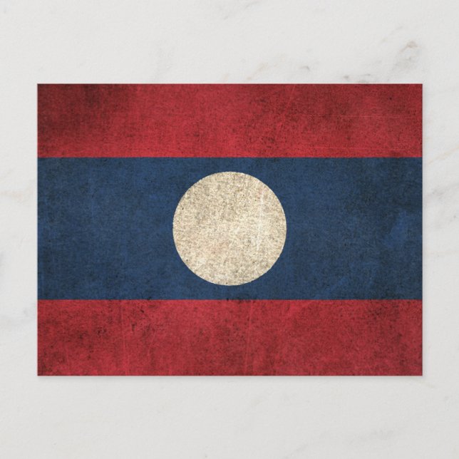 Postal Bandera de Laos con problemas de época (Anverso)
